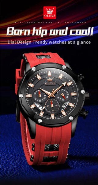 Reloj OLEVS Negro y Rojo para Hombre