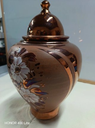 Jarrón Tibor Cerámica Brillo Cobre