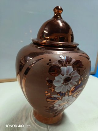 Jarrón Tibor Cerámica Brillo Cobre