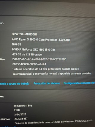 PC Gaming 1660Ti 16GB RAM. SOLO VENDO EN PESONA
