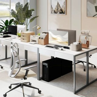 Escritorio/aparador moderno blanco y gris
