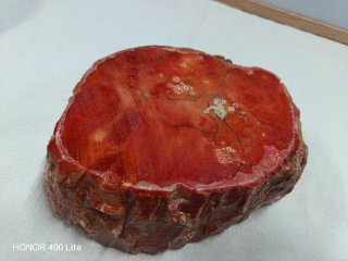 Cenicero de alabastro rojo tallado