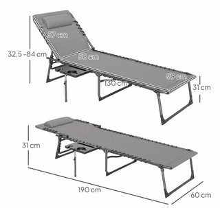 Tumbona Plegable con respaldo Ajustable Gris