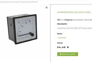 AMPERÍMETRO NUEVO DE 15A - MARCA SACI - TIPO EC4V