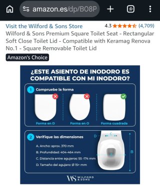 Asiento de tocador Tapa de inodoro cuadrada nuevo