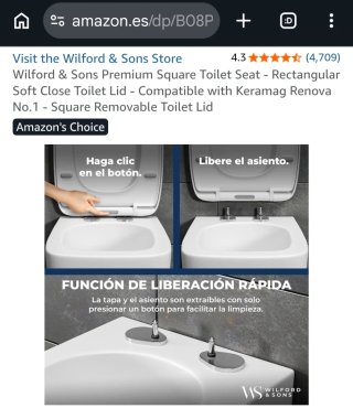 Asiento de tocador Tapa de inodoro cuadrada nuevo