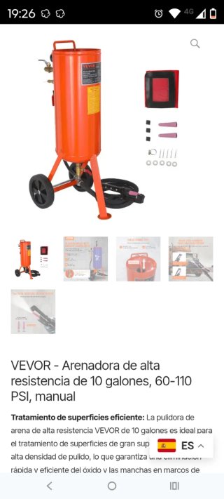 Máquina chorro de arena vevor 37.8L