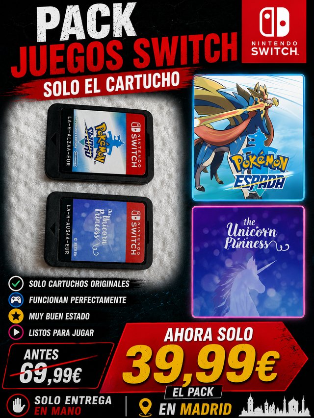 Pack Juegos Nintendo Switch: Pokémon Espada + The