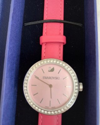 Reloj Swarovski Correa Piel Rosa y Plata