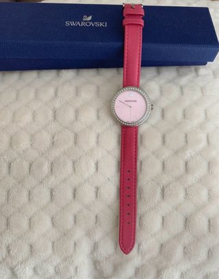 Reloj Swarovski Correa Piel Rosa y Plata