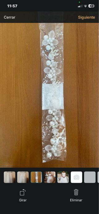 Vestido de Primera Comunión blanco encaje+diadema