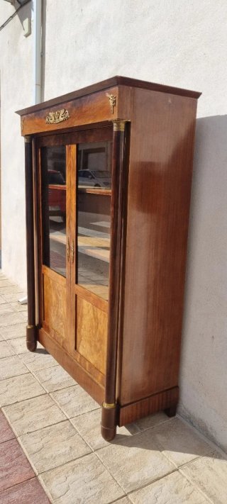 Vitrina/Librería Antigua Madera y Cristal