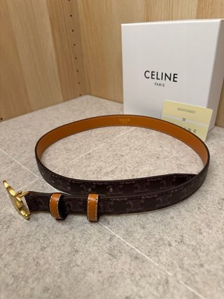 Cinturone Celine S-NE-4179 Marrone e Oro 90cm