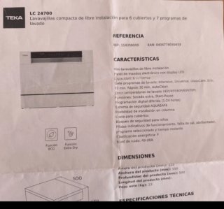 Lavavajillas compacto Teka EN GARANTÍA
