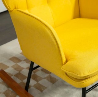 Sedia a dondolo con poggiapiedi giallo nuova