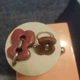 Conjunto Tous Colgante y Anillo Rosa. original