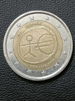 2 Euros España 2009 UEM Error Tacón Italia