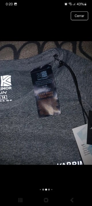 Camiseta Karrimor Run Gris Chico Talla xl l