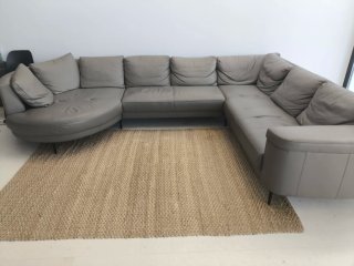 Sofá modular de cuero gris 7 plazas