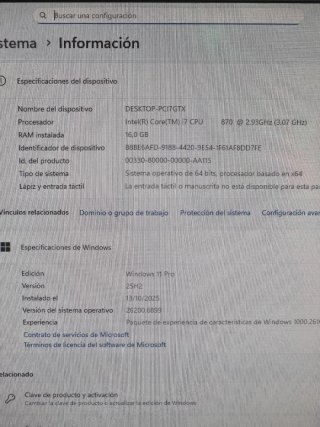 PC Gamer i7 Nvidia Doble pantalla