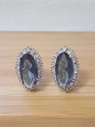 Pendientes Plata Piedra Azul Topacio