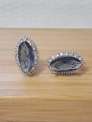 Pendientes Plata Piedra Azul Topacio