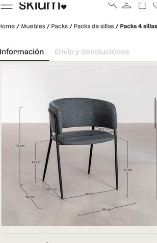Juego de 6 sillas de comedor de Sklum, como nuevas