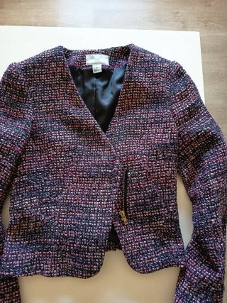 Chaqueta Tweed Mujer Talla 38 Morado