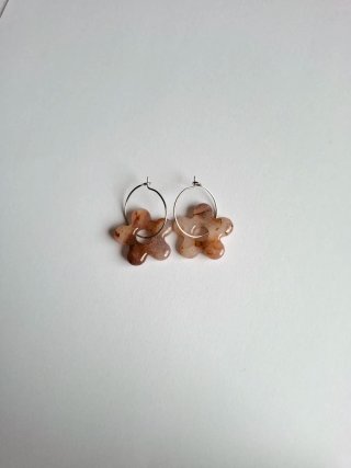 Pendientes Aro Charm Flor mármol