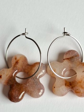 Pendientes Aro Charm Flor mármol