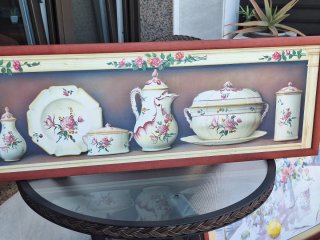 Cuadro decorativo vajilla floral