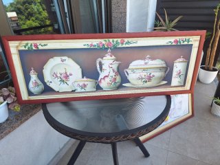 Cuadro decorativo vajilla floral