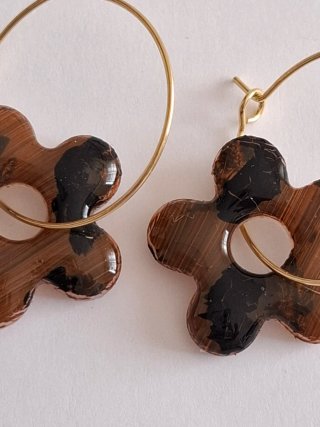 Pendientes Aro Charm Flor leopardo