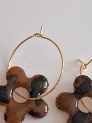 Pendientes Aro Charm Flor leopardo