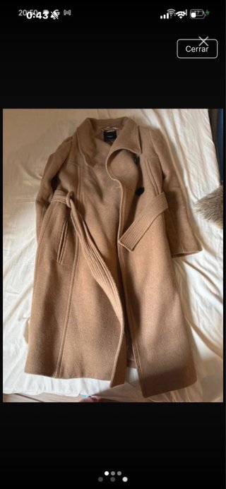 Abrigo largo beige mujer