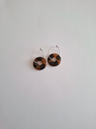 Pendientes Aro Charm redonda leopardo