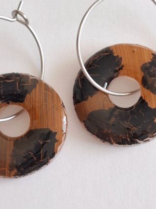 Pendientes Aro Charm redonda leopardo