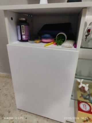 Mueble TV blanco madera y cristal en baldas nuevo