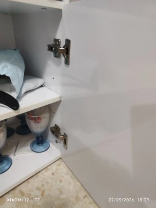 Mueble TV blanco madera y cristal en baldas nuevo