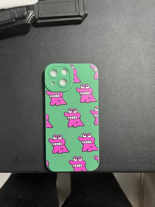Funda iPhone 13 Cocodrilo Rosa Verde