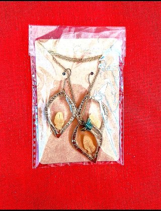 Set Collana e Orecchini Fatti a Mano Foglie