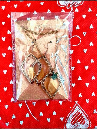 Set Collana e Orecchini Fatti a Mano Foglie