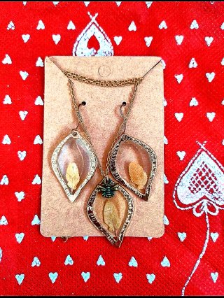 Set Collana e Orecchini Fatti a Mano Foglie