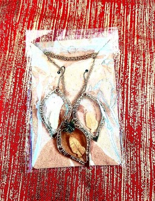 Set Collana e Orecchini Fatti a Mano Foglie