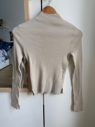 Camiseta ajustada de cuello alto, XS, elástica
