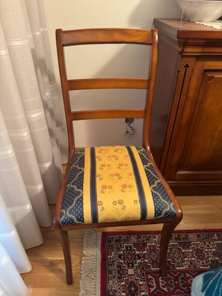 Juego 4 sillas madera comedor tela