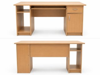 Escritorio madera con cajón y estantes