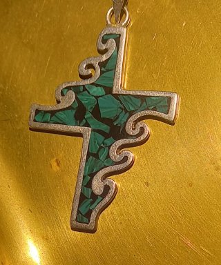 Cruz Plata de ley  y Malaquita