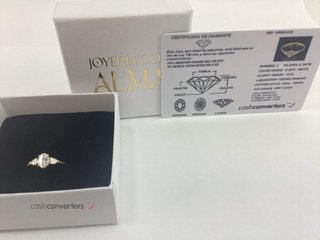 anillo oro 18k con piedra con diamante de laboratorio