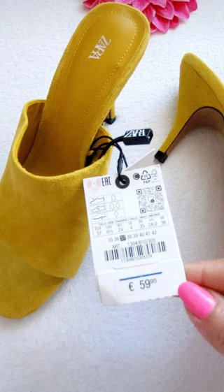 Zapatos Zara Piel Destalonados Amarillo